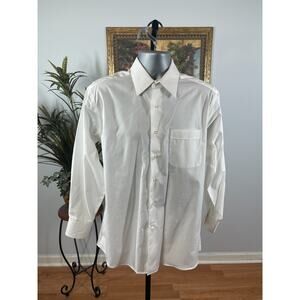 Allen Solly Dress Shirt Men's 15.5 White Long Sleeve Chest Pocket Quiet Luxuruy